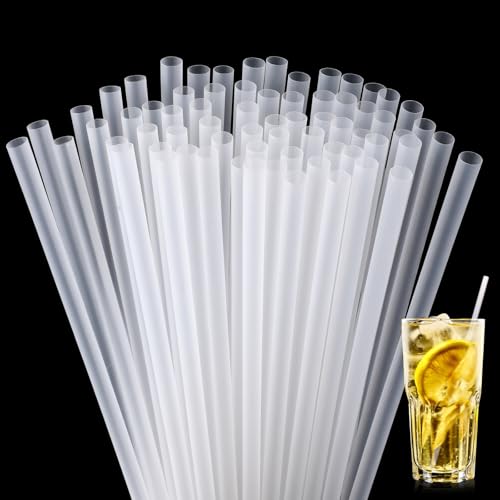 [100 Pcs] 8.26 Inches Clear Plastic Straws - Disposable Straws Sturdy PP Based Drinking Straws for Cocktails Whiskey Bar Club Iced Coffee Juice Kitchen Party Birthday Lemonade Soda