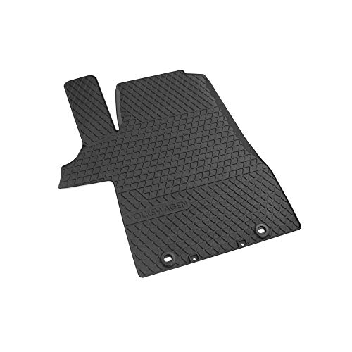 Volkswagen 7H106150582V - Felpudo (1 Unidad), Alfombrilla de Goma para Todo Tipo de Clima, Lado del Conductor, con extensión para reposapiés, fijación de pomo Giratorio (Ovalado), Color Negro