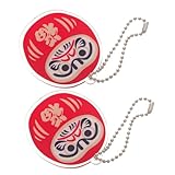 Mipcase 2piezas Daruma Japones Acrílico Para Mochila Bolso Suerte Bendiciones Diseño