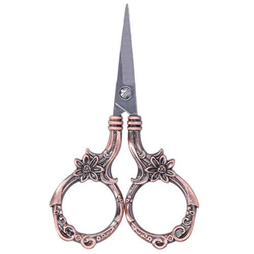 Mimdixy Tijeras de bordado vintage, tijeras de costura de estilo retro europeo, herramientas de bricolaje, modista, tijeras pequeñas para coser, manualidades, trabajos de arte, enh (Oro rosa)