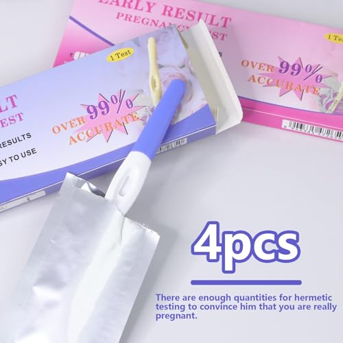 Image of Fake Pregnancy Test Strips,4Packs Always Positive Early Pregnancy Test Kit,Prank HCG Pregnancy Rapid Test for April Fools' Joke Gag,Blue & Pink