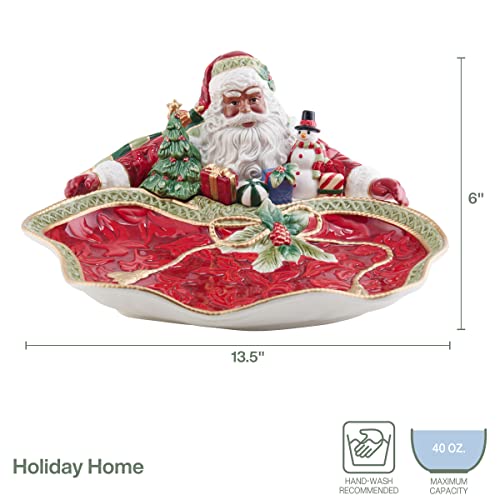 Fitz And Floyd Holiday Home African American Santa Serving Bowl, Multicolored #TOP2