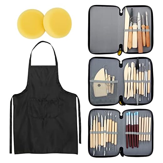 Blisstime Set of 42 Clay Sculpting Tool Wooden Handle Pottery Carving Tool Kit