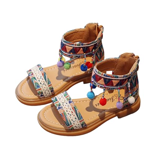 IWIHMIV Girls Sandals Summer Flat Soft Sole Open Toe Ankle Sandals with Heel Zipper Comfortable Beach Dress Shoes2