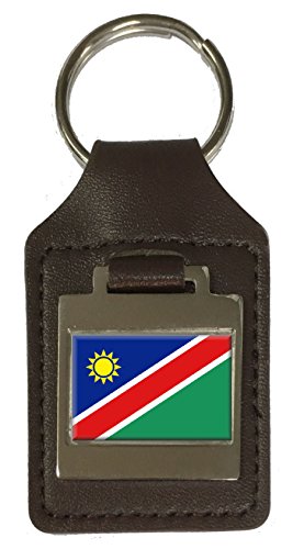 Porte-clés en cuir gravé Namibie : accessoire de mode et souvenir de voyage