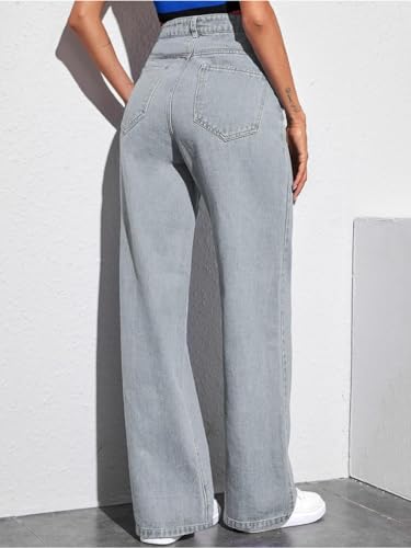 Image of Glossia Denim Baggy Jeans for Women | Stretchable High Waist Straight Fit Jeans for Women | High Rise Stretch Denim | Loose Fit Plus Size Denim (Sizes - 24 to 44) WJ51-1205-$