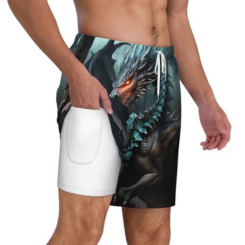 Men's Swim Trunks Quick Dry Board Shorts Cool Dragon Beach Shorts with Pocket Bathing Suits for Men2