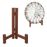 Wooden Plate Stands for Display, 7 Inch Plate Holders for Displaying, Rustic Folding Decorative Picture Frame Stand Easel Display Stand Wood Tabletop Saucer Rack for Platter, Dish, Photo, Plaque