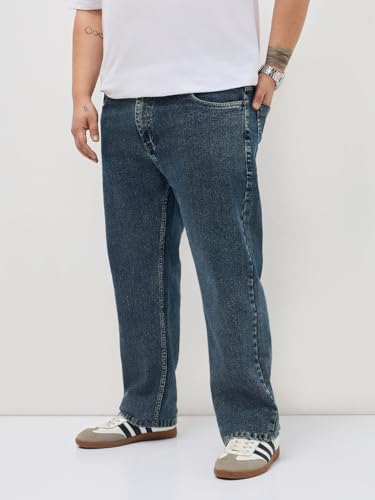 Image of Urbano Plus Men's Regular Fit Heavy Washed Denim Jeans Stretchable