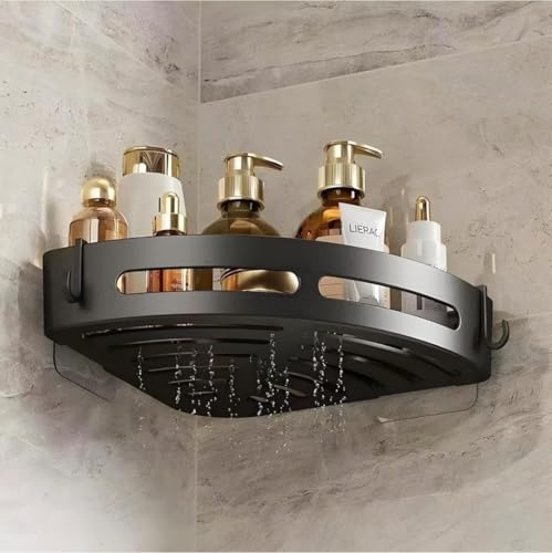 Image of TEKCOOL Bathroom Organiser, Plastic Self Adhesive Bathroom Shelf for Wall Corner, Washroom Organizer, Bathroom Rack Stand Without Drilling (Set of 1)'