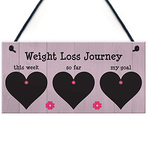 Meijiafei Weight Loss Tracker Chalkboard Hanging Sign Weight Loss Progress Plaque 10" X 5"