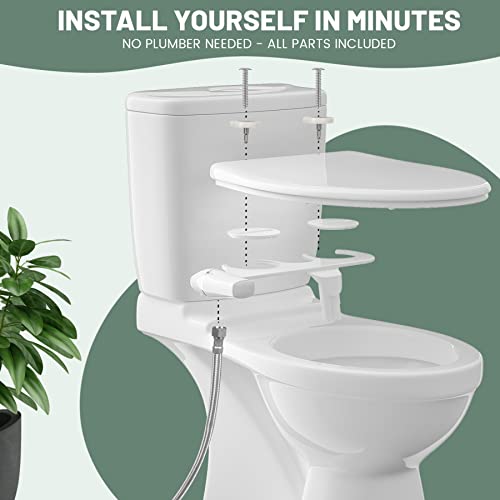 Vantency Ultra-Slim Bidet Attachment for Toilet UK,Left Hand Knob,Non-Electric Cold Water Bidet Toilet with Dual Nozzle,Adjustable Water Pressure,Rear/Feminine Wash - Image 3