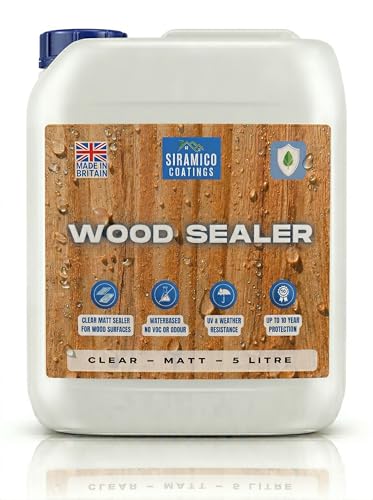 Wood Sealer I 5 litres I Clear Waterproof Wood Treatment for Decking Fences Sheds & Garden Furniture I UV & Weather Resistant Outdoor Wood Protector