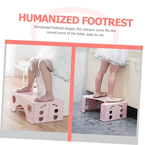 Memory Comfort Foldable Chaging Added Step Footstool Posture Footrest Stepping Leg Airplane Bottom Slip Compact Shoes Stool Desk Foot Office Support Pink Potty Toilet Bathroom #TOP2