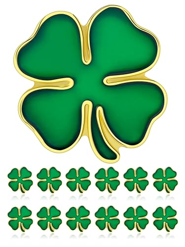 DISCAO 25/50/100/200/300 pieces metal enamel green Four-leaf clover lapel pin four leaf clover brooch pins St. Patricks Day brooches pins for Clothes Backpack Hat Woman man Festivals Ireland Souvenir gift Four leaf clover badge bulk (25)