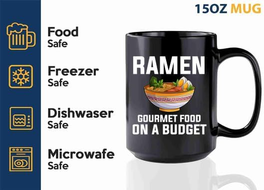 Ramen Coffee Mug 15oz Black -Ramen Gourmet food - Food Lovers chicken pumpkin vegan pantry spicy noodles image 4