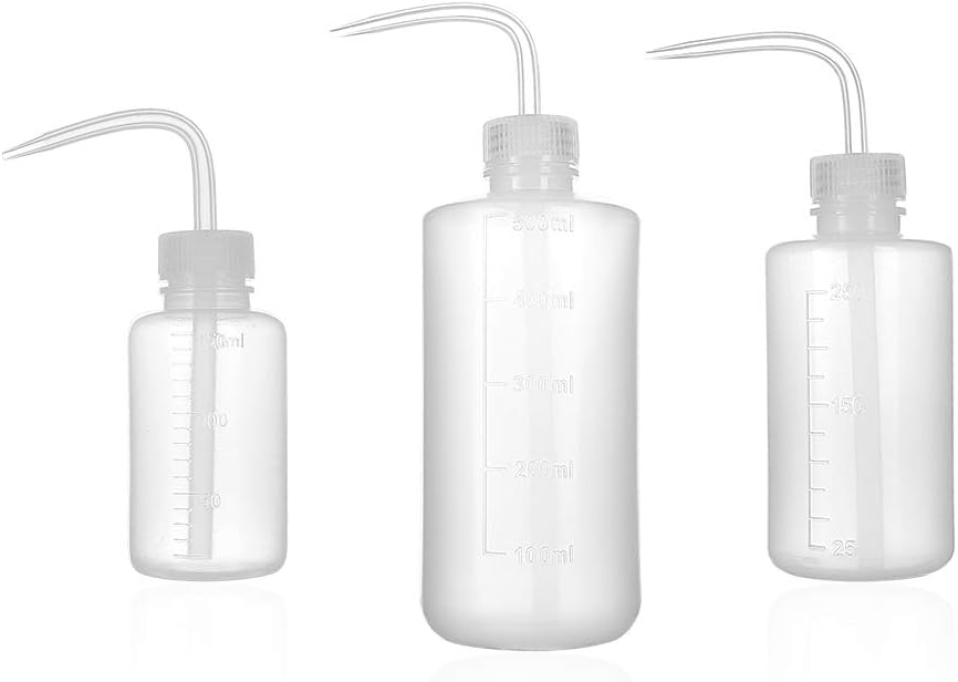 3-Pack Plant Flower Watering Bottle/ Succulent Watering Cans Plastic Squeeze Bottle with Bend Mouth/ Garden & Indoor Watering Tools (150ML, 250ML, 500ML)