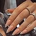 VOTACOS Press on Nails Long Stiletto Nude Fake Nails False Nail with Pure Transparent Glossy Stick on Nail for Women