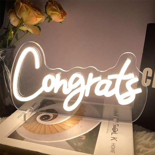 Image of Congrats Table Number Neon Sign Desk Lamp Night Light Wedding Letter LED Neon Sign Wedding Table Decorations Neon Light Shop Bedroom Home Room Decor Christmas Party Warm White USB 30x16.5 CM
