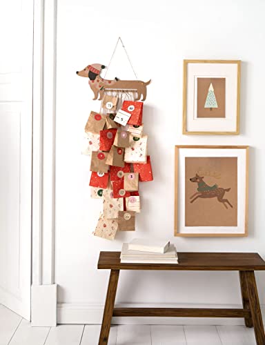 folia 9382 - Adventskalender-Set 'Sausage Dog', 54-teiliges DIY Bastel-Set zur Gestaltung eines individuellen Adventskalenders für Hunde-Liebhaber