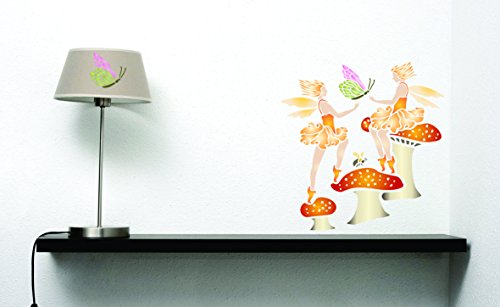 Toadstool Fairies Stencil - 25.5 x 26.5cm - Reusable Fairy Elf Faerie Magic Wall Stencil Template - Image 3