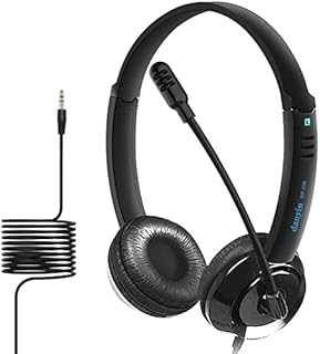 FXDM Mobile Phone Headset with Microphone Noise Cancelling & Call Controls, 3.5mm PC Headphone for Computer Business Skype Softphone Call Center Office, Clear Chat, Ultra Comfort