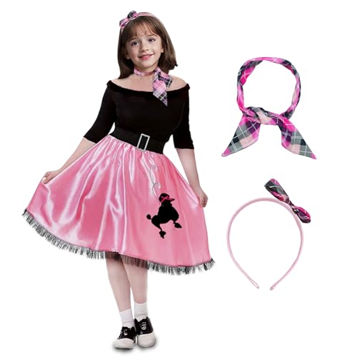 Disfraz años 50 para niñas con vestido y accesorios miniatura 1