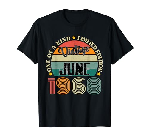 56 Year Old Vintage June 1968 56th Birthday Retro T-Shirt