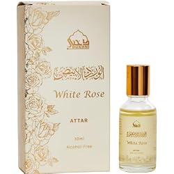 Dukhni White Rose Attar Oil 30ml Arabic Attar Perfume | Islamic Gifts | Pure White Rose Roll On Perfume Oil | Long Lasting, Alcohol Free, Unisex Rollerball Perfume | Muslim Gift For Men & Women