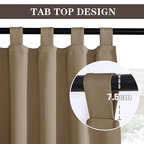PONY DANCE Modern Kitchen Tab-Top Curtains, Set of 2, H 145 x W 140 cm, Cappuccino, Mocha, W 55" x L 57" (2 Panels) - Image 4