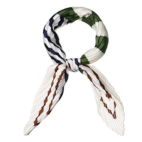 Allegra K Crinkle Pleated Stripe Rhombus Neck Scarf Crumple Neckerchief for Women