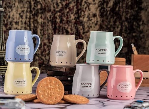 Image of Ceramic Multicolor Can Shape Tea Cup & Coffee Set,Microwave Safe Tea Cups for Home,Office and Everyday use for Cold & Hot Beverages Pack of 6