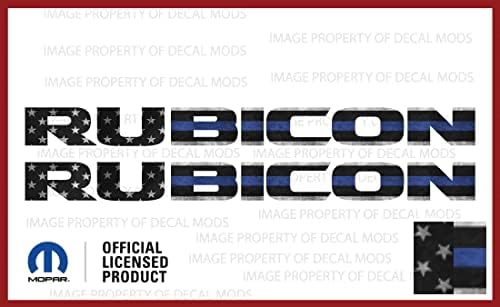 Decal Mods Rubicon - Calcomanías gráficas para capó para Jeep Wrangler JK Rubicon (2007-2018), bandera de Estados Unidos con línea azul delgada (con