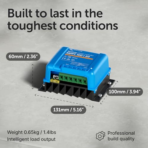 Victron Energy BlueSolar MPPT Solar Charge Controller - MPPT Charge Controller for Solar Panels - 100V 20 amp 48-Volt