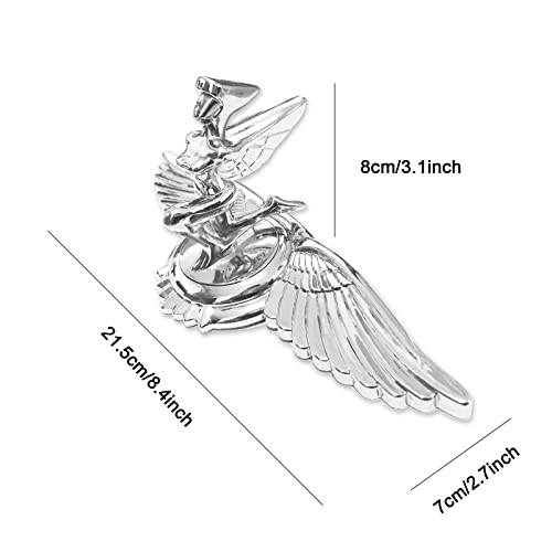 Image of Goddess Hood Ornaments for Cars Angel Flying Wings Logo Car Front Bonnet Stand Cars Metal Stickers Decals 3D Emblem Badge Auto Sticker Symbol Hood Ornament for Trucks Vehicle (Chrome Sliver)