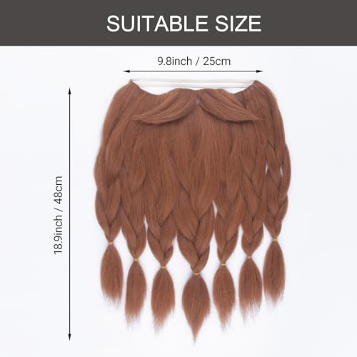 Synthetic Viking Dwarf Long Fake Beard and Mustache for Men 5 Braids Red Brown Cosplay Costume Beard by Yan Dream - Image 4