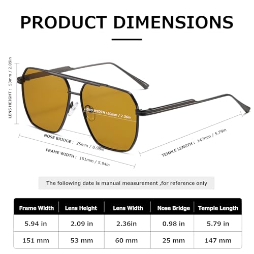 Retro Oversized Square Polarized Sunglasses for Women and Men Vintage Shades Classic Large Metal Sun Glasses3