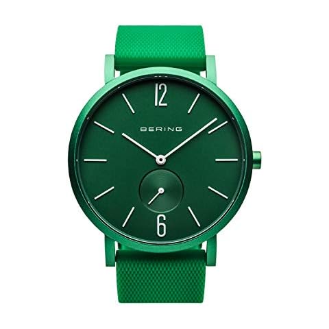 BERING Unisex Analog Quarz True Aurora Collection Armbanduhr mit Silikon Armband und Saphirglas Cover