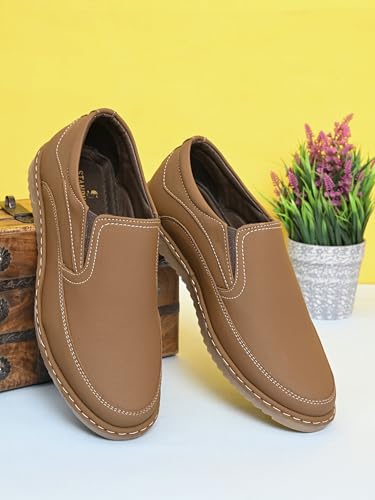 Image of STANPHORD Men Slip-On Casual Sneakers | PU Leather Water Resistant | TPE Anti-Slip Sole | Cushioned Everyday Walking Office Casual Wear (TPSG 3920)