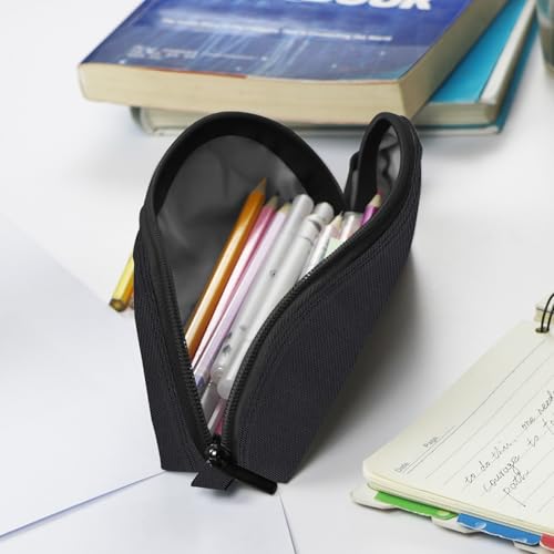 Image of Gloppie Pencil Pouch - Practical Pencil Case, Aesthetic Simple Pencil Bag, Small Pen Holder, Back to School Supplies for Girls Boys, Black