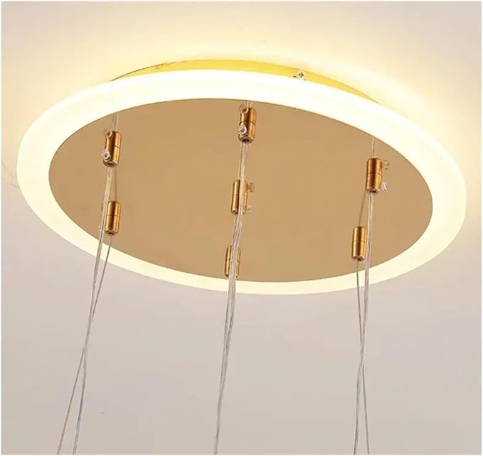 Image of Golden 5 Light with Remote Curvy LED Pendant Chandelier Light Pendants Ceiling Lamp (Gold)