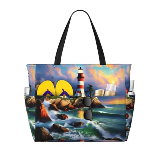 Sac à bandoulière imperméable avec motif phare pour garder vos affaires au sec