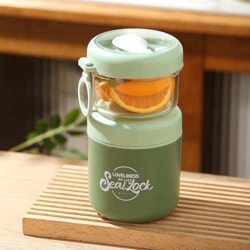 Image of Insulated Stainless Steel 860ml Food Jar with Snack Container & Foldable Spoon Lunch Box| Leakproof Hot Cold Food Container | BPA-Free Cute Tiffin Box for Kids, School, Office, Travel, Picnic