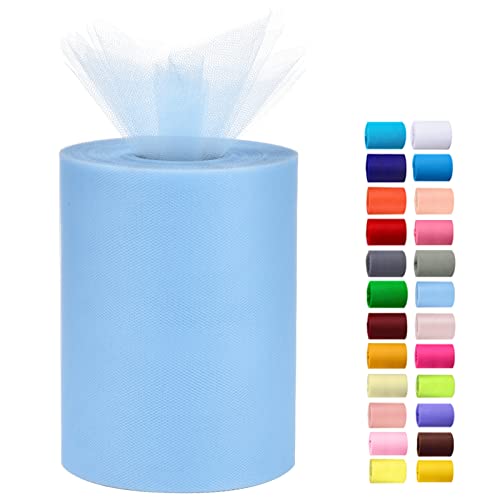 Tulle Rolls 6 by 100 Yards (300 feet) Tulle Roll Spool Fabric for DIY Tutu Skirts Wedding Baby Shower Crafts Decorations Party Supplies(Aqua Blue)