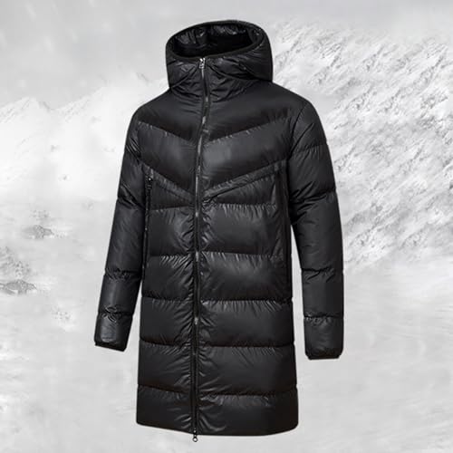NUSGEAR Abrigo con capucha Hombre Invierno Chaqueta largo impermeable Acolchado Cazadora Algodón Gruesa Moda Cardigan Caliente Outwear Cálido parka plumas Deportivo Coat Talla grande 2024 - imagen 3