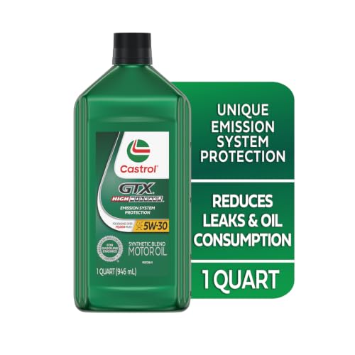 Image of Castrol GTX High Mileage 5W-30 Synthetic Blend Motor Oil, 1 Qt, Pack of 6