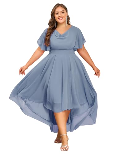 ZNU Plus Size Prom Dresses 2025 High Low Bridesmaid Dress Summer Wedding Guest Formal Cocktail Dress for Women