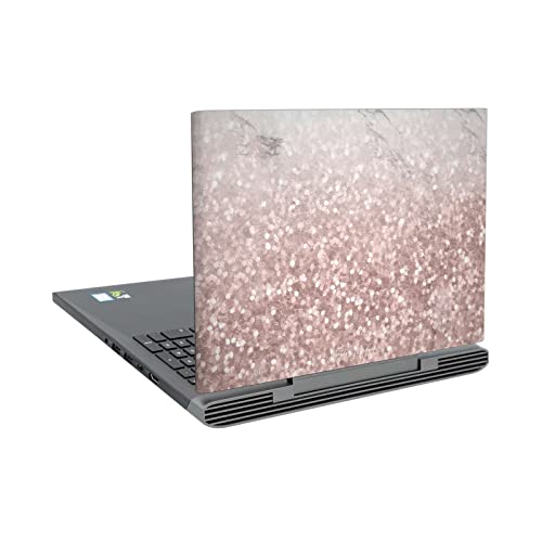 Couverture vinyle marbre rose or rose scintillant pour Dell Inspiron