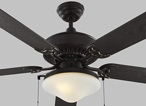 Monte Carlo 5Hvo52Bzd Haven 52" Outdoor Ceiling Fan With Led Light And Pull Chain, 5 Abs Blades, Bronze - Schoolhouse Light #TOP1