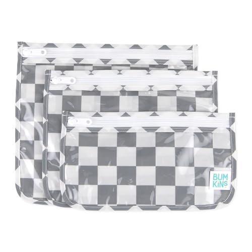 Sac de voyage à devant transparent Bumkins Charcoal Check en lot de 3
